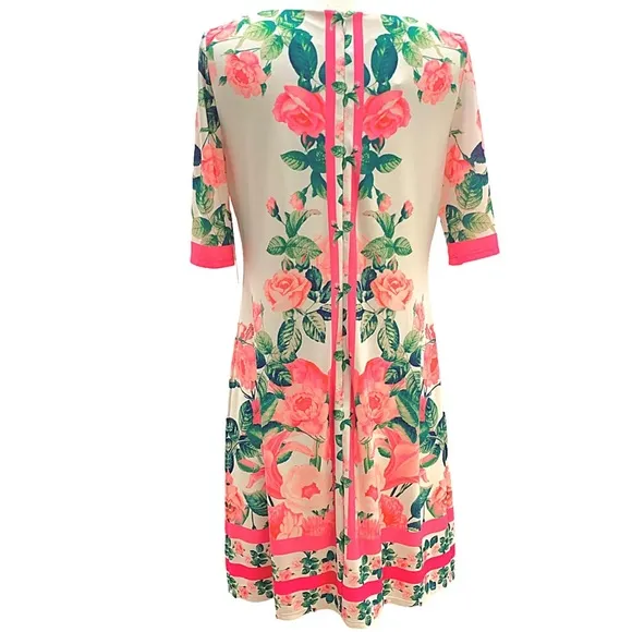 ❤️❤️ Eliza J Border Print Sheath Dress Ballet NeckElbow-Length Sleeve