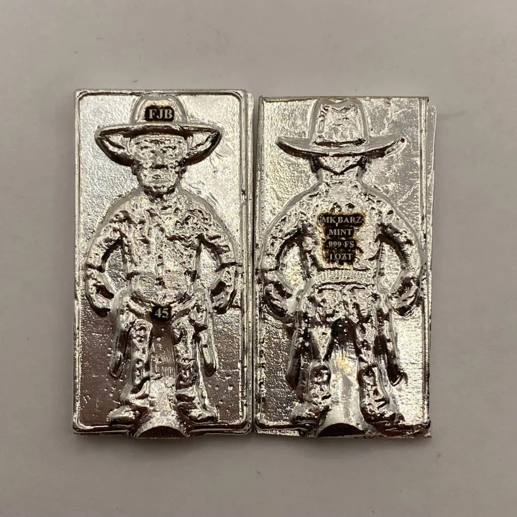 1 Oz MK BarZ "FJB Cowboy" Hand Poured & Lasered .999 FS Bar