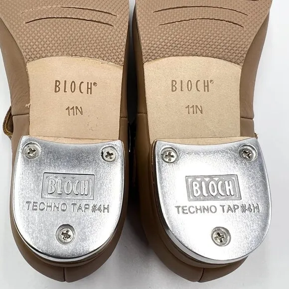 11 NARROW WIDTH Bloch Girls S0302G Tap-On Tan Leather Mary Jane Tap Dance Shoes