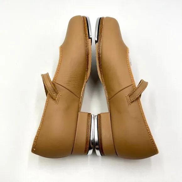 11 NARROW WIDTH Bloch Girls S0302G Tap-On Tan Leather Mary Jane Tap Dance Shoes