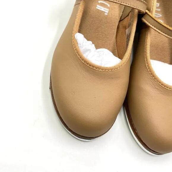 11 NARROW WIDTH Bloch Girls S0302G Tap-On Tan Leather Mary Jane Tap Dance Shoes