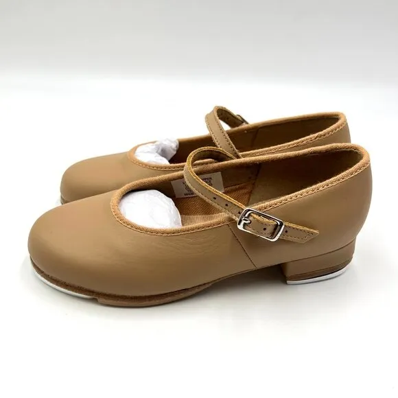 11 NARROW WIDTH Bloch Girls S0302G Tap-On Tan Leather Mary Jane Tap Dance Shoes