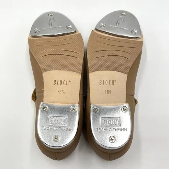 11 NARROW WIDTH Bloch Girls S0302G Tap-On Tan Leather Mary Jane Tap Dance Shoes
