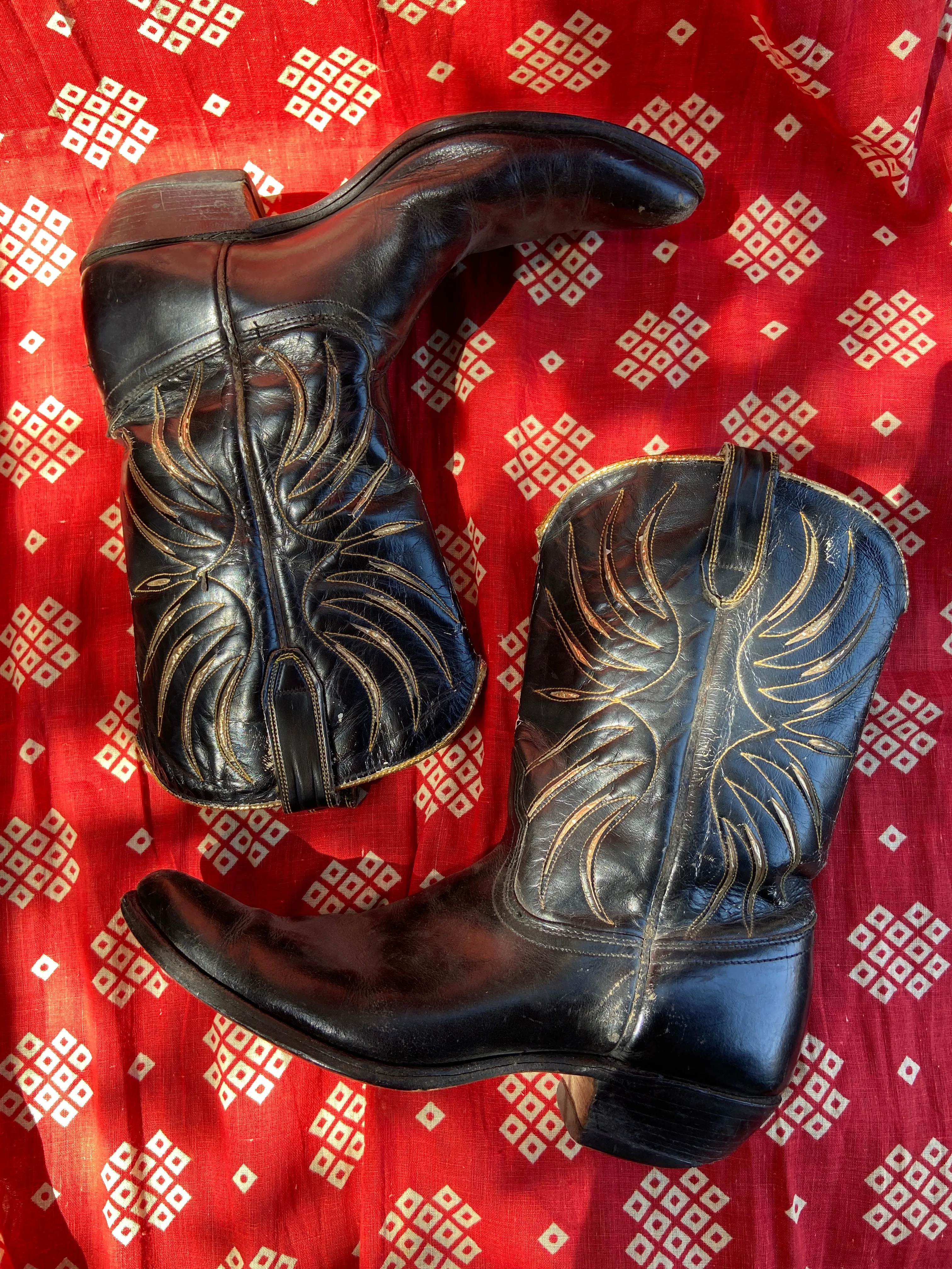 1950s Acme Gold Inlay Cowboy Boots 8.5