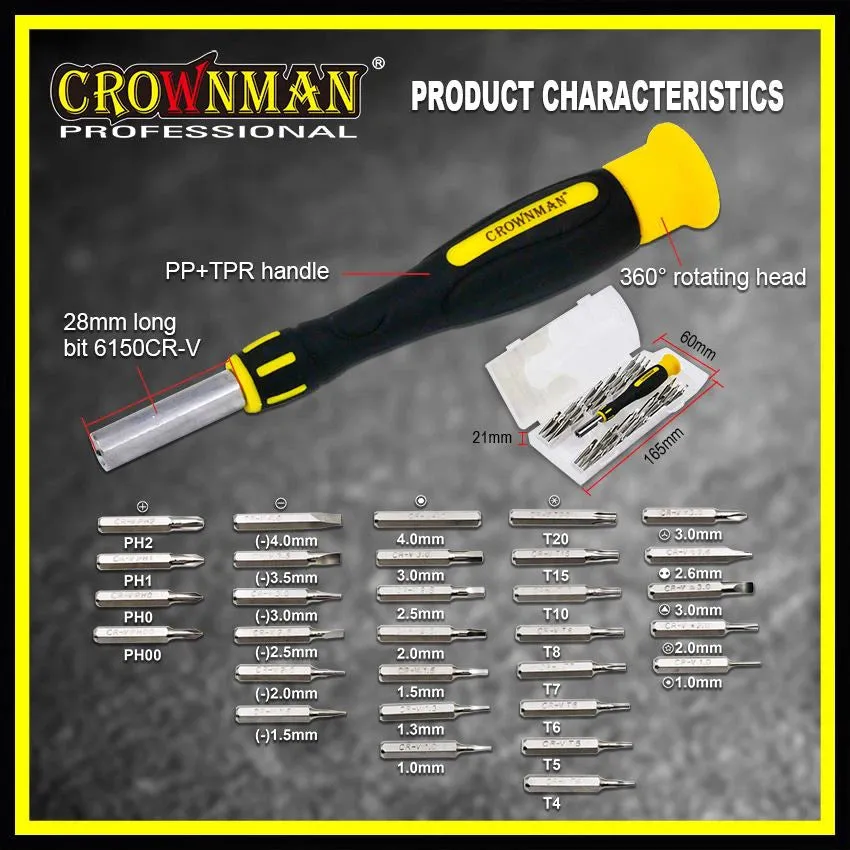 31 Piece Precision Screwdriver & Bits Set