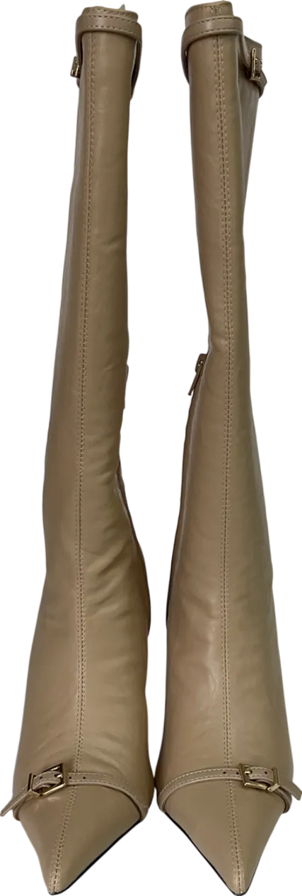 4th & Reckless Beige Buckle Front Knee High Boots UK 7 EU 40 👠