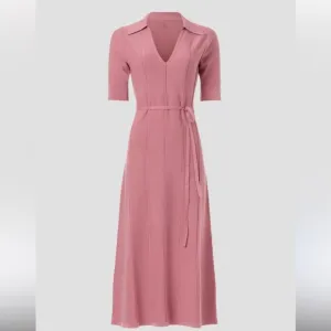Adam Lippes Collared Knit Midi Dress XS comfortable work office Easter casual