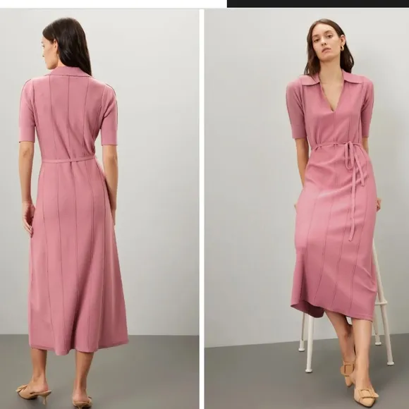 Adam Lippes Collared Knit Midi Dress XS comfortable work office Easter casual