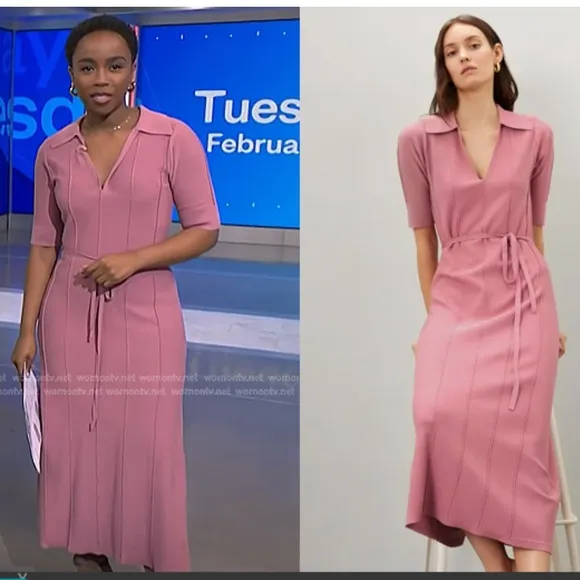 Adam Lippes Collared Knit Midi Dress XS comfortable work office Easter casual