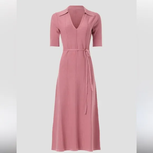 Adam Lippes Collared Knit Midi Dress XS comfortable work office Easter casual