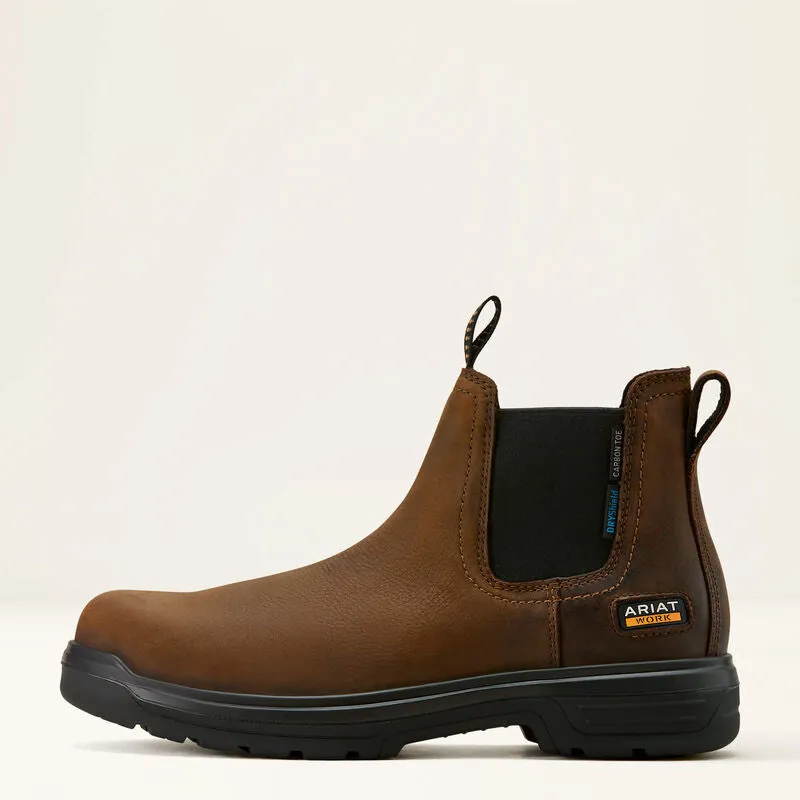 Ariat Men's Turbo CSA 6" Carbon Toe WP Chelsea Work Boot- Brown- 10060897