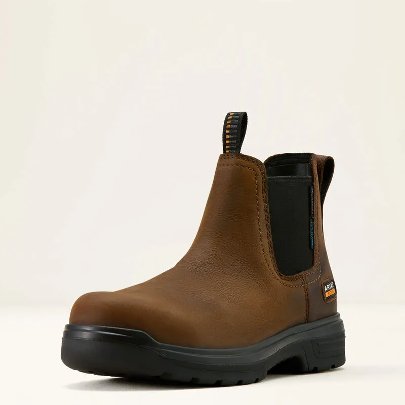 Ariat Men's Turbo CSA 6" Carbon Toe WP Chelsea Work Boot- Brown- 10060897