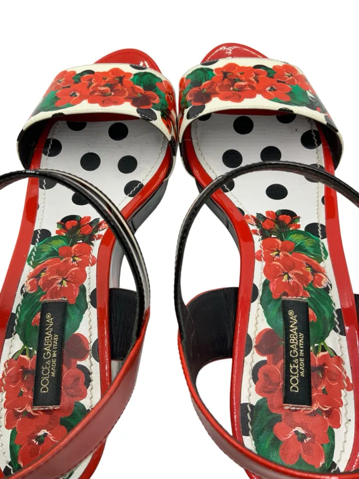 AS IS Dolce & Gabbana Geranium Flower Wedges Women's Size 38.5 = US 8.5