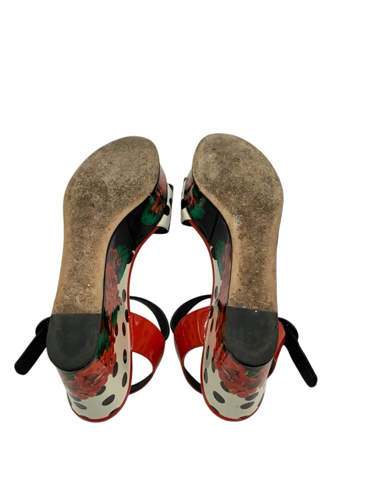 AS IS Dolce & Gabbana Geranium Flower Wedges Women's Size 38.5 = US 8.5