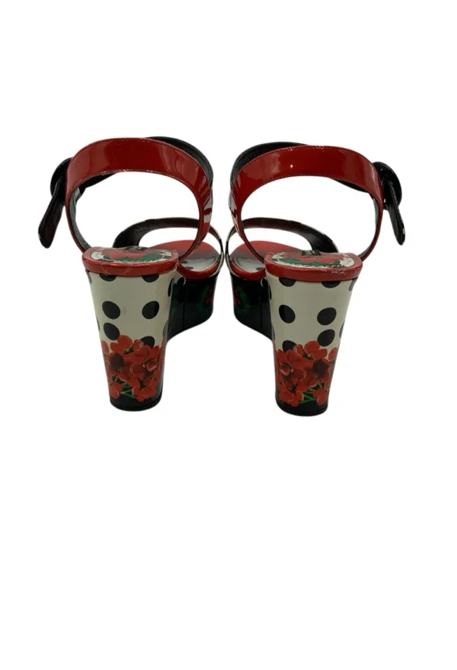 AS IS Dolce & Gabbana Geranium Flower Wedges Women's Size 38.5 = US 8.5