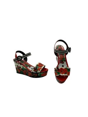 AS IS Dolce & Gabbana Geranium Flower Wedges Women's Size 38.5 = US 8.5