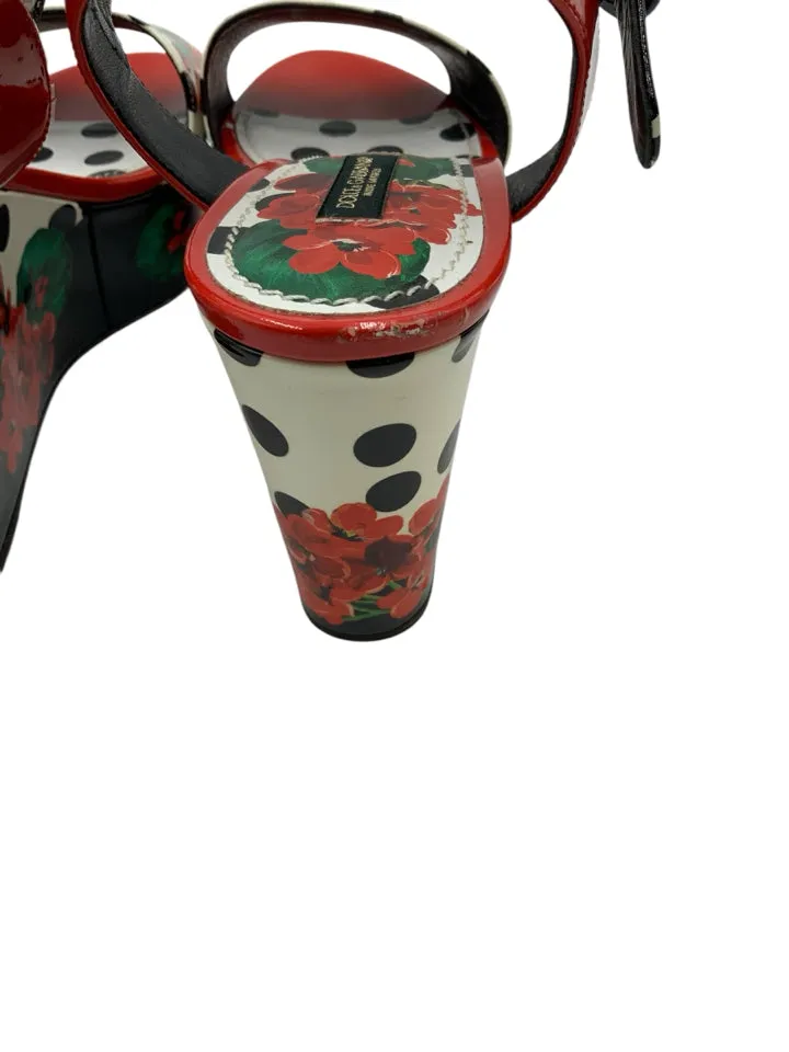 AS IS Dolce & Gabbana Geranium Flower Wedges Women's Size 38.5 = US 8.5
