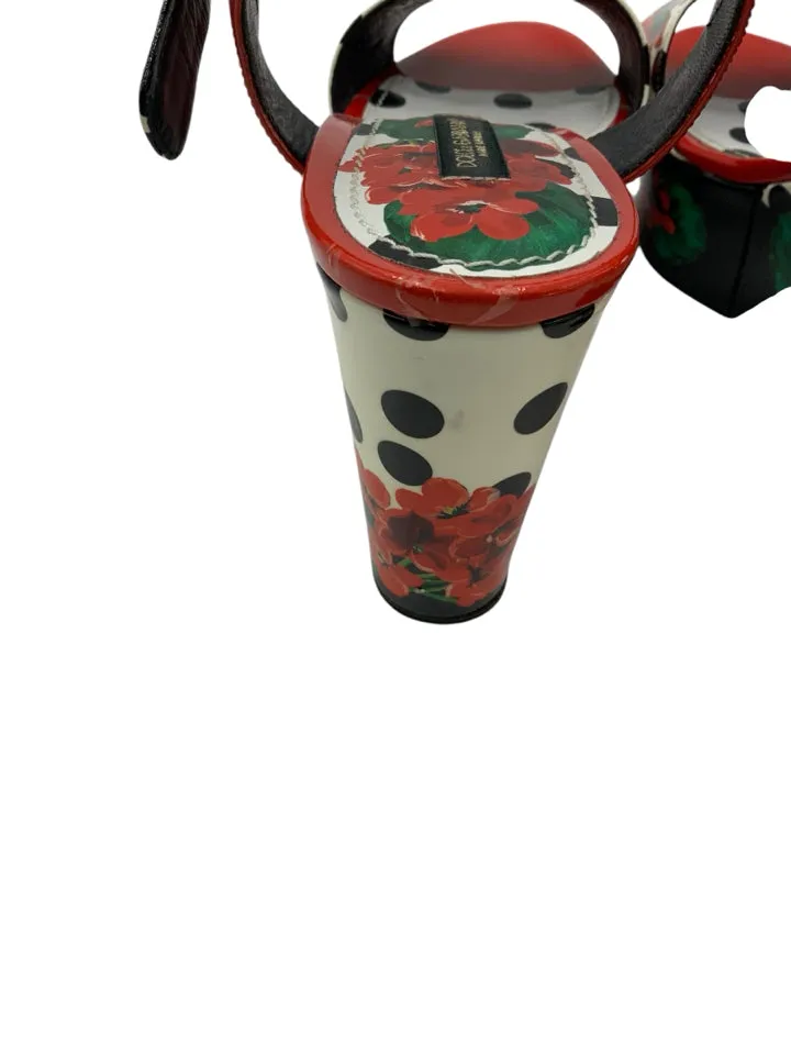 AS IS Dolce & Gabbana Geranium Flower Wedges Women's Size 38.5 = US 8.5