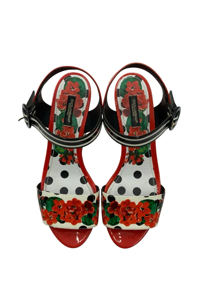 AS IS Dolce & Gabbana Geranium Flower Wedges Women's Size 38.5 = US 8.5