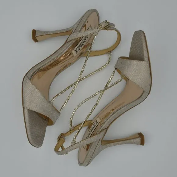Badgley Mischka Neville Dramatic Stiletto Heels, Champagne, Women's Size 5