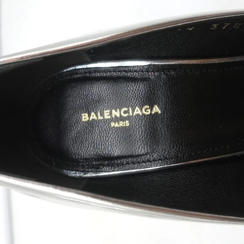 Balenciaga Broken Mirror Heels Silver Metallic Leather Size 37.5 Point-Toe Pumps