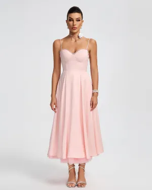 Ballerina Pink Open Back Midi Dress