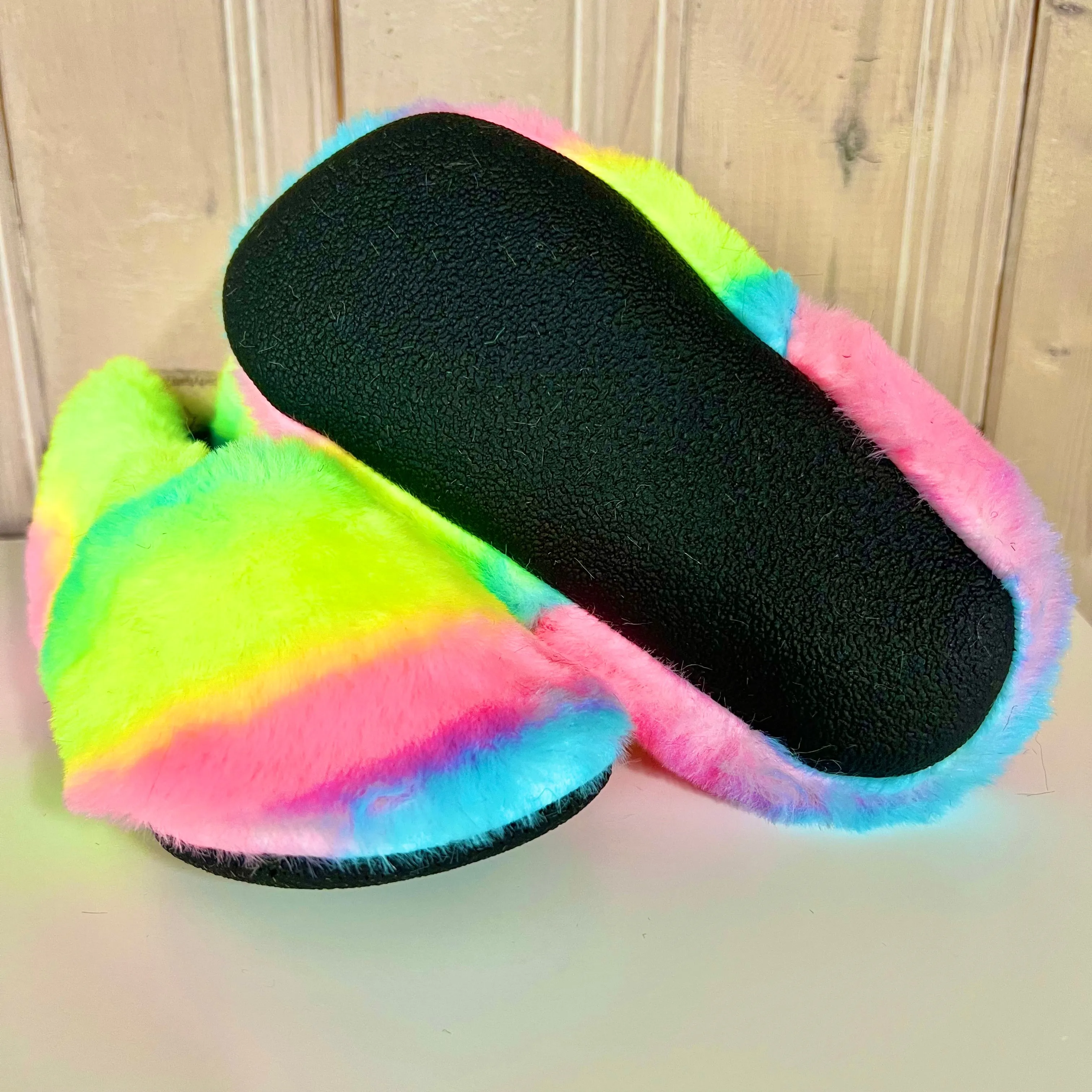 Big kids slip on shoes - Neon fur