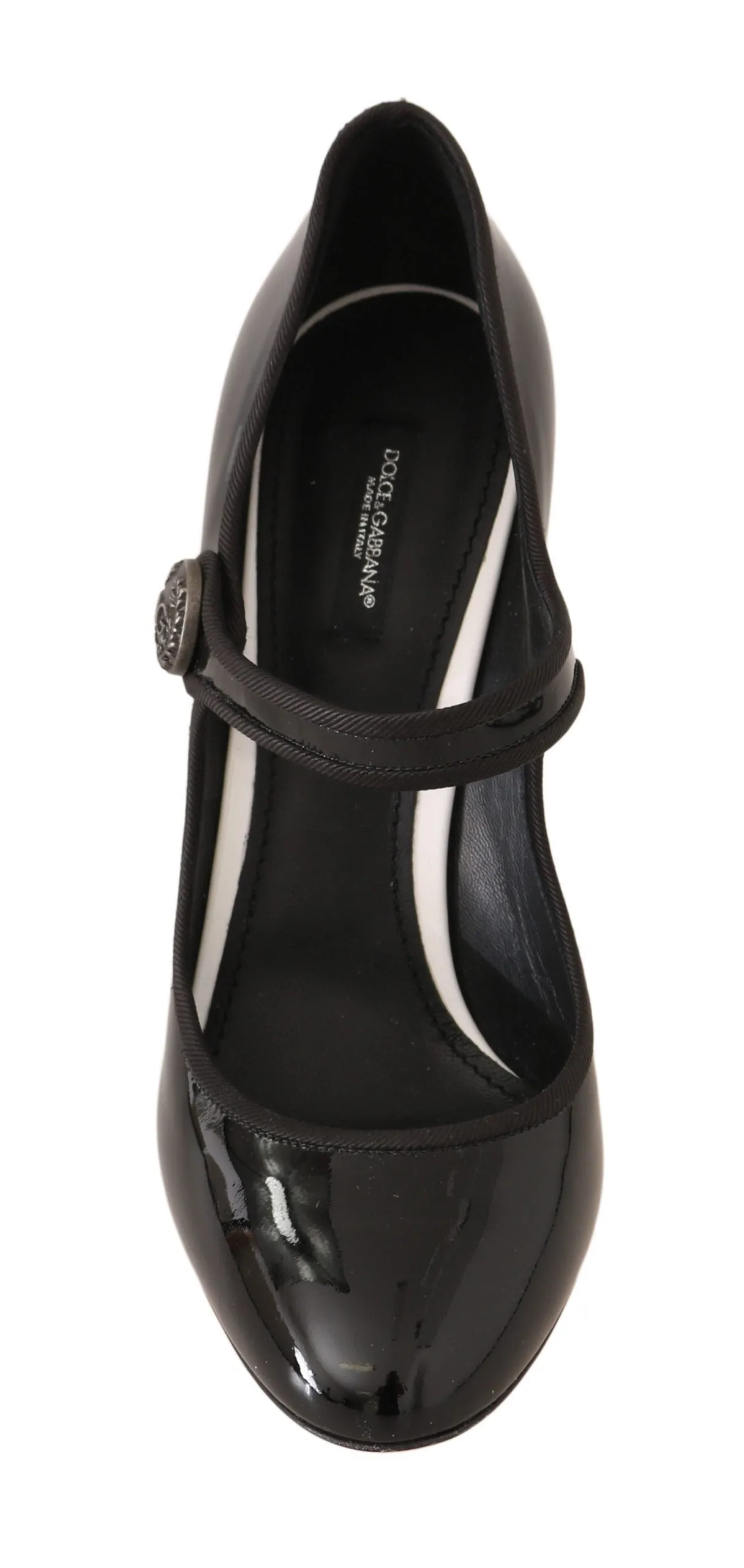 Black Leather Square Heels Pumps
