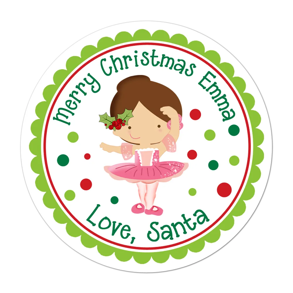 Blonde Mistletoe Ballerina Personalized Christmas Gift Sticker