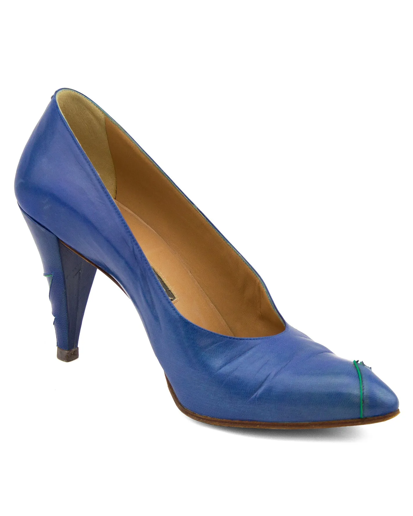 Blue Leather Pumps