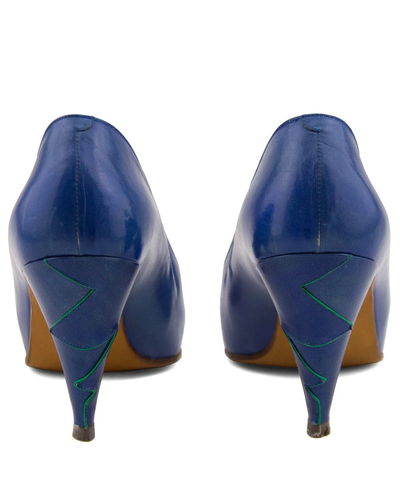 Blue Leather Pumps