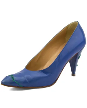 Blue Leather Pumps
