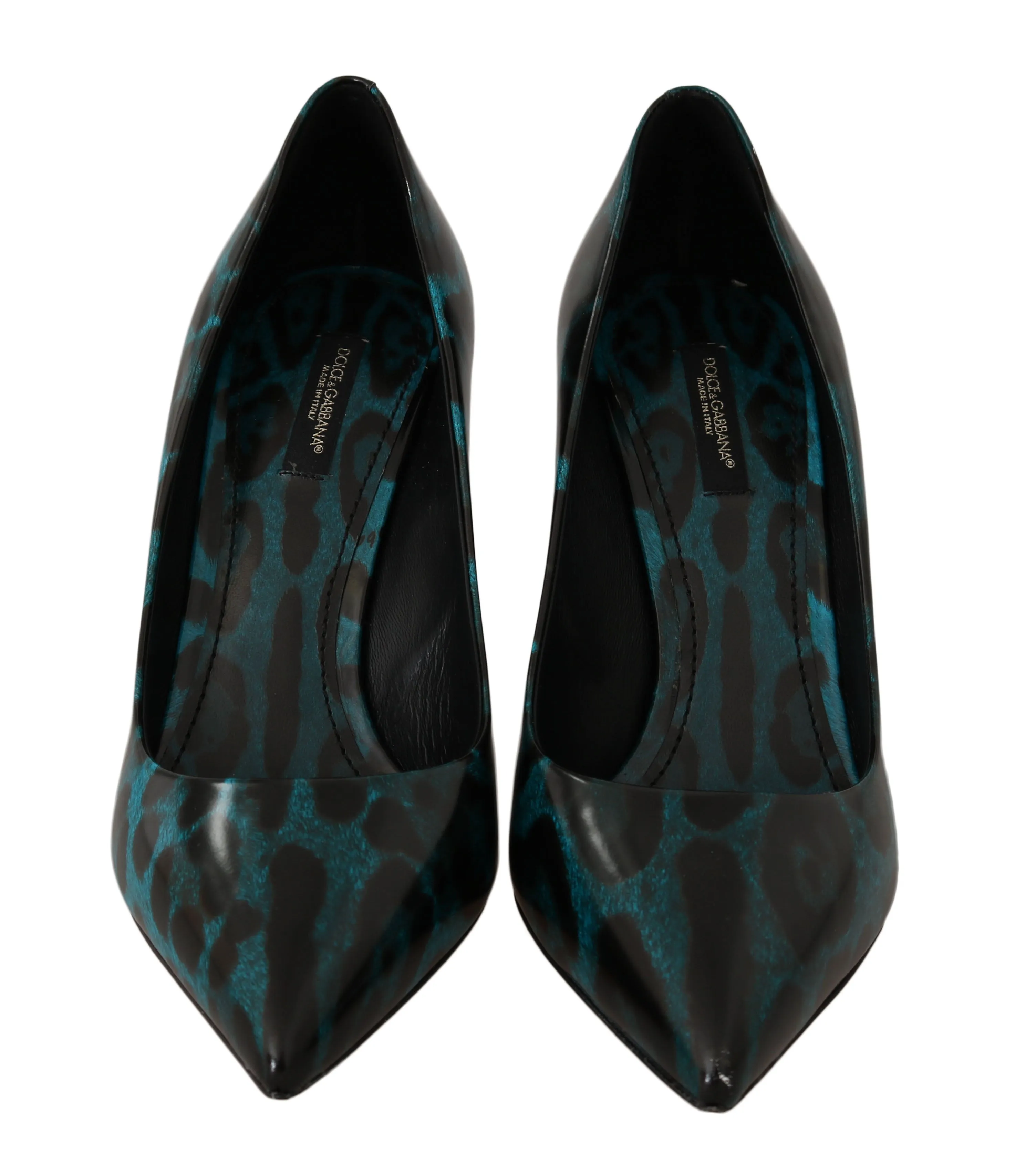 Blue Leopard Leather Pumps Heels