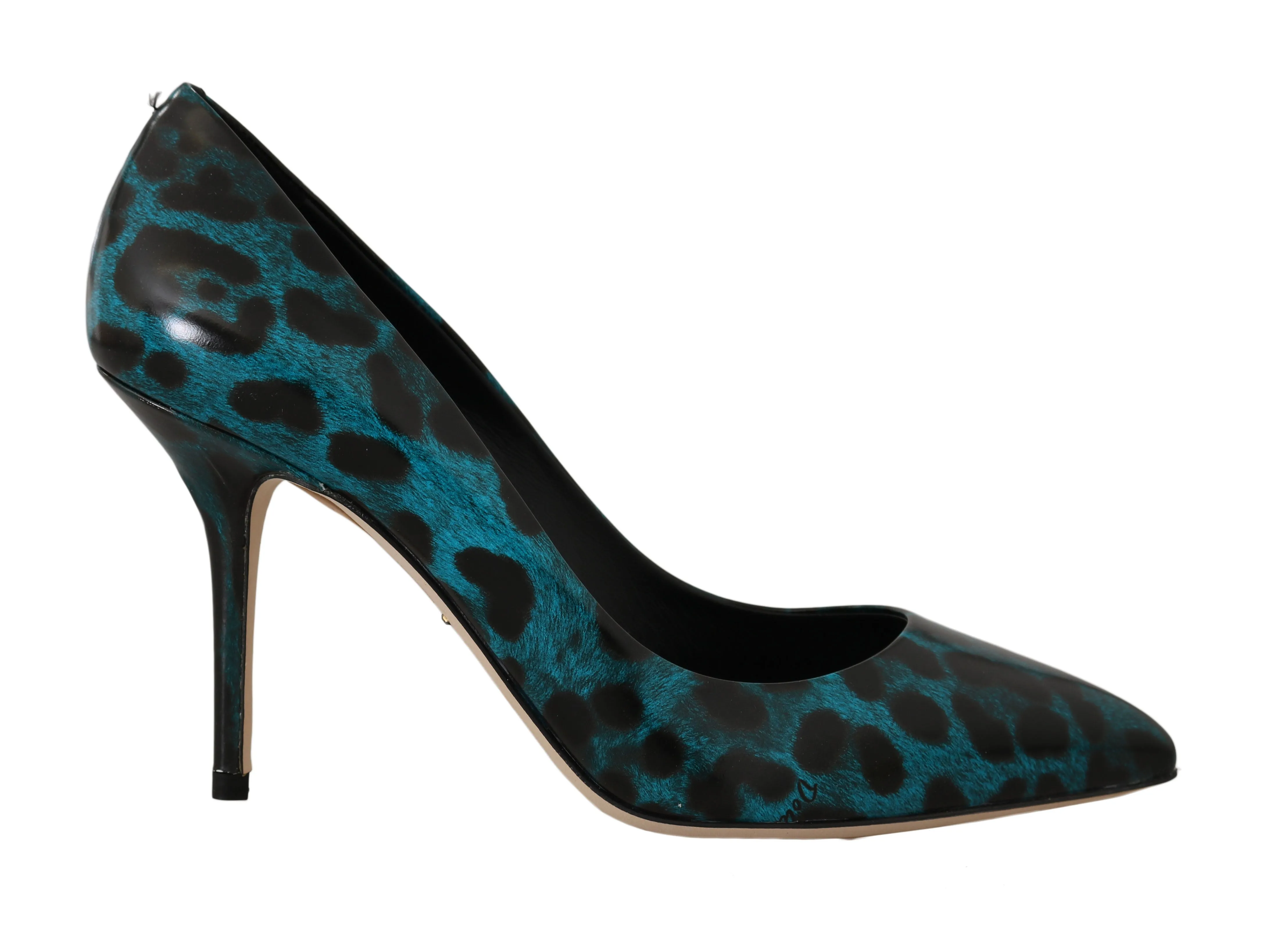 Blue Leopard Leather Pumps Heels