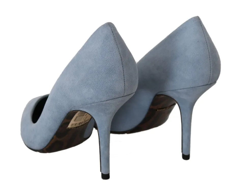 Blue Suede Leather Pumps Heels