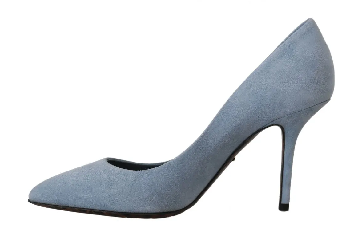 Blue Suede Leather Pumps Heels
