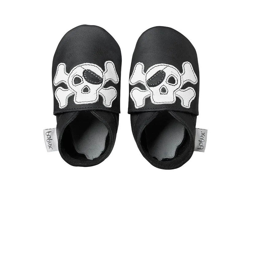 Bobux Black Jolly Roger Baby Crawling Shoes