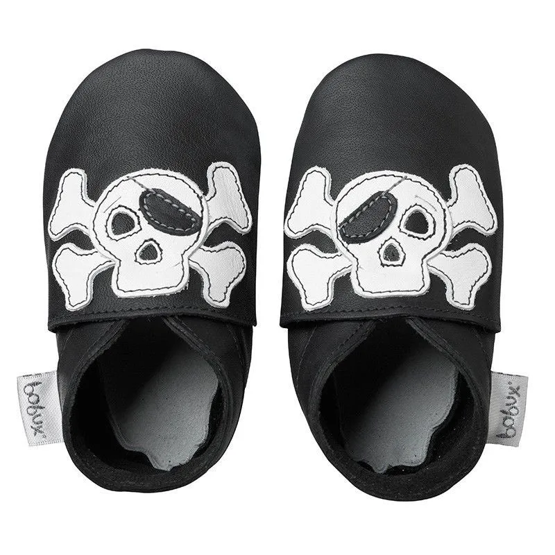 Bobux Black Jolly Roger Baby Crawling Shoes