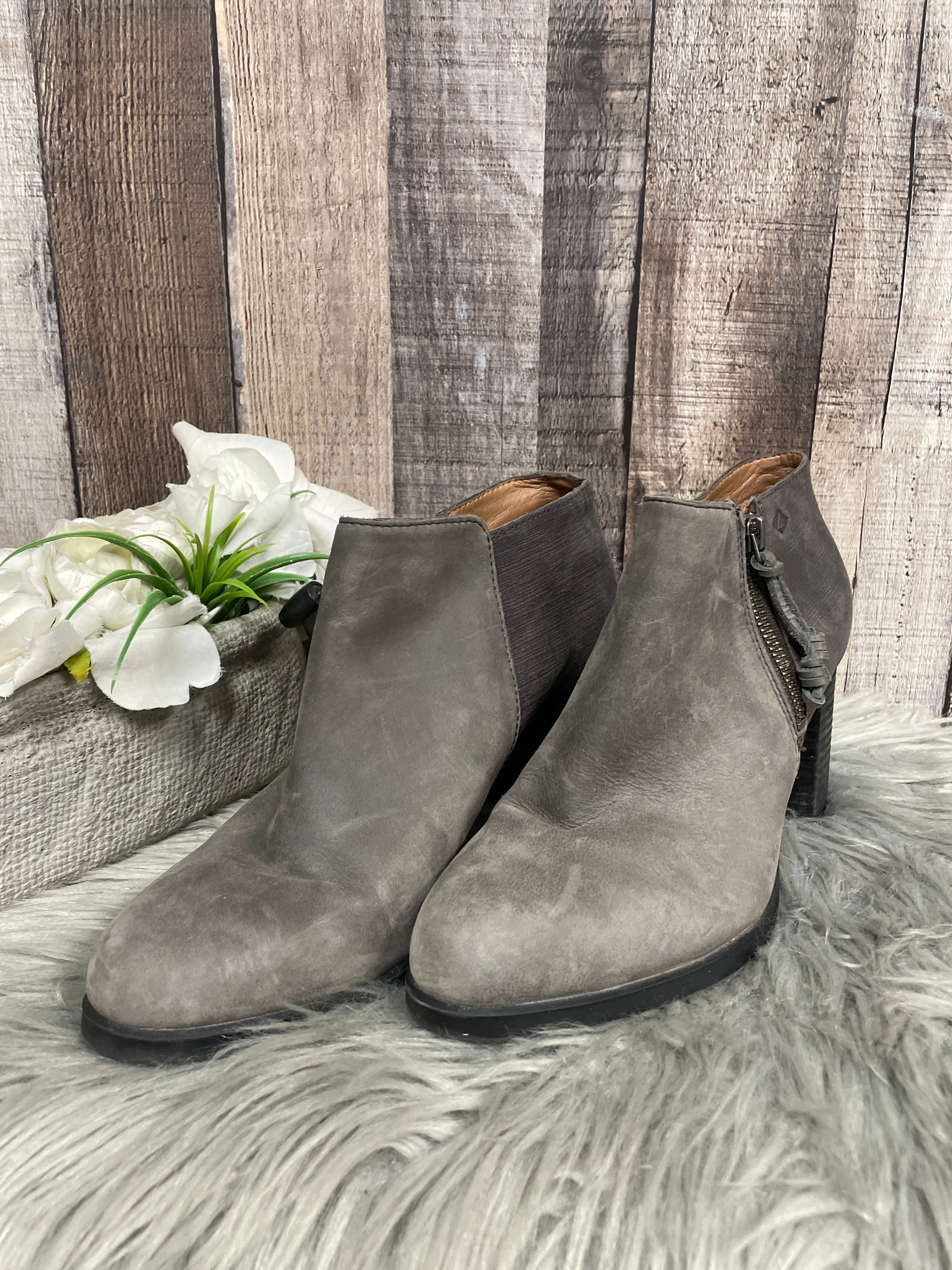 Boots Ankle Heels By Sperry In Grey, Size: 8