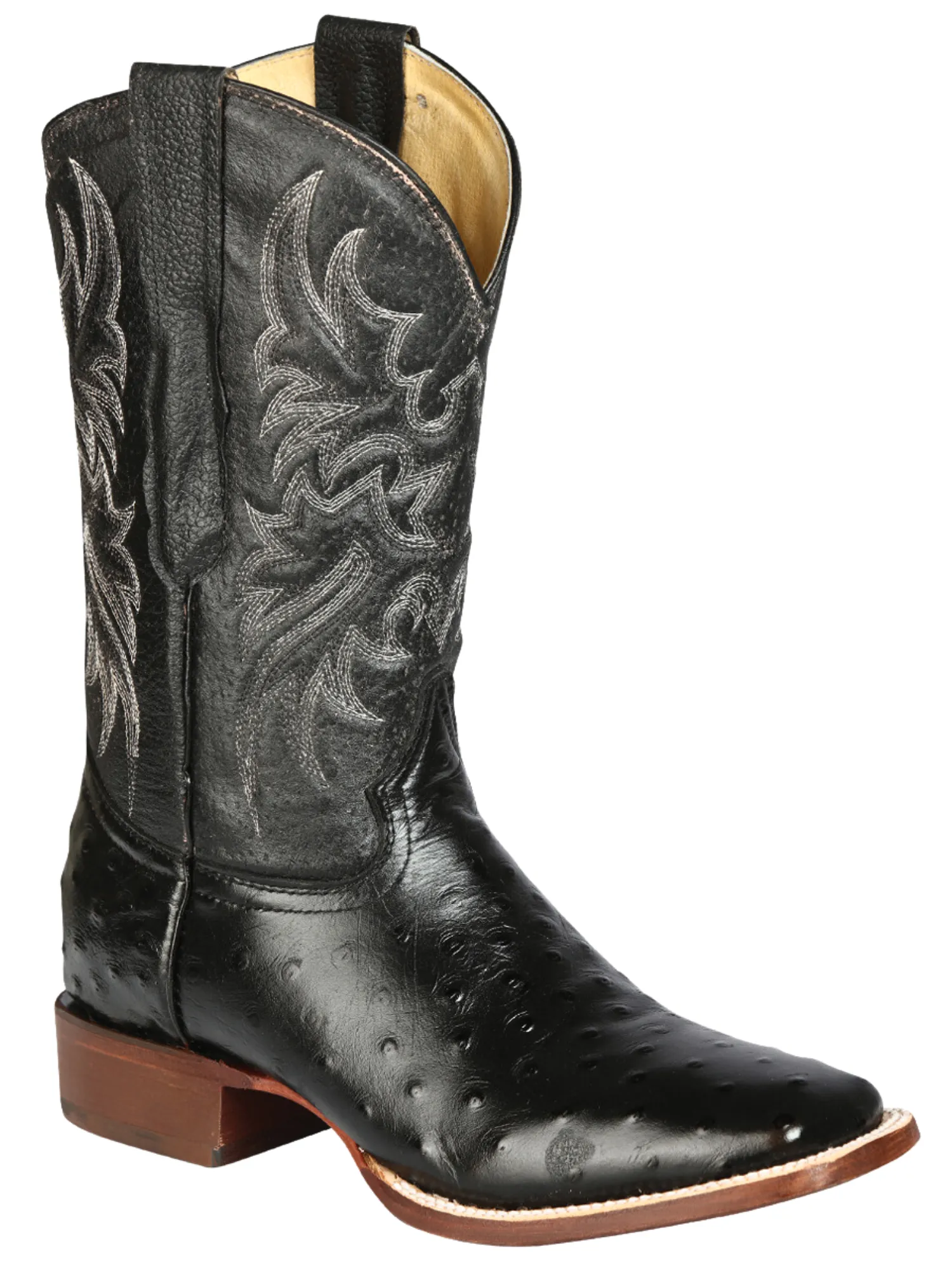 Botas Vaqueras Rodeo Imitacion de Avestruz Grabado en Piel Vacuno para Hombre 'El Señor de los Cielos' - ID: 44935