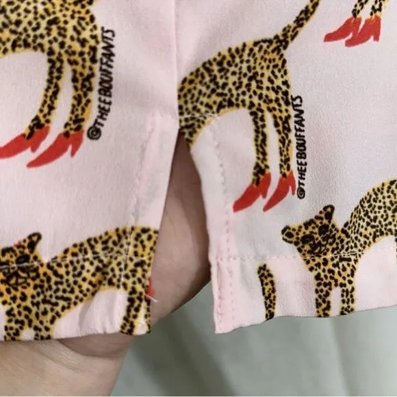 Bouffants &amp; Broken Hearts XL Pink Animal Leopard Red Stilettos Print PJ Set