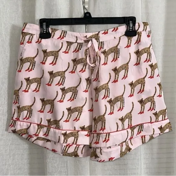 Bouffants &amp; Broken Hearts XL Pink Animal Leopard Red Stilettos Print PJ Set
