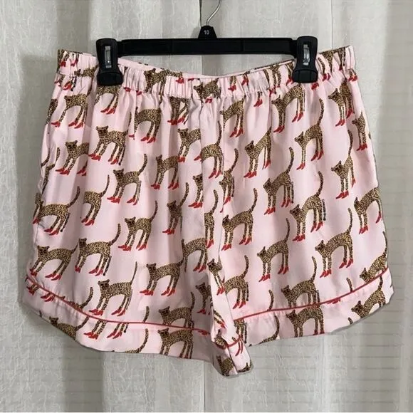 Bouffants &amp; Broken Hearts XL Pink Animal Leopard Red Stilettos Print PJ Set