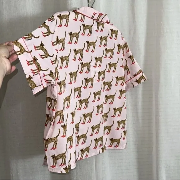 Bouffants &amp; Broken Hearts XL Pink Animal Leopard Red Stilettos Print PJ Set