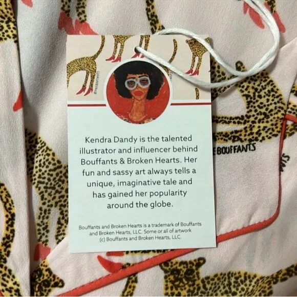 Bouffants &amp; Broken Hearts XL Pink Animal Leopard Red Stilettos Print PJ Set