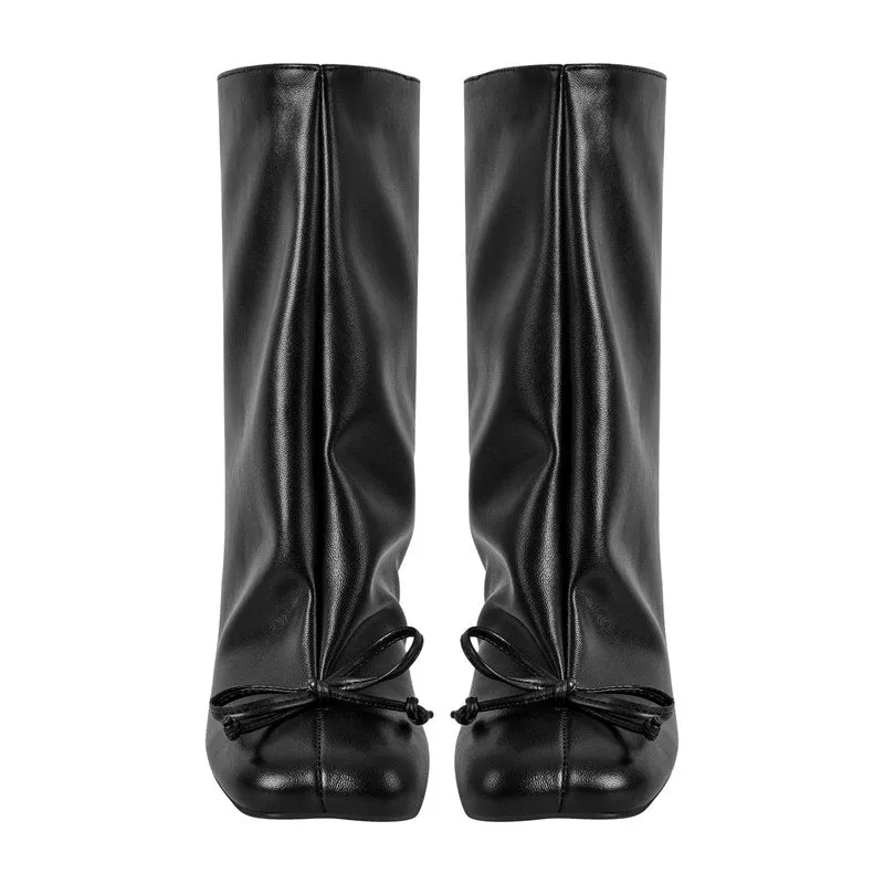 Bow leder Tabi Boots Square Toe Ankle