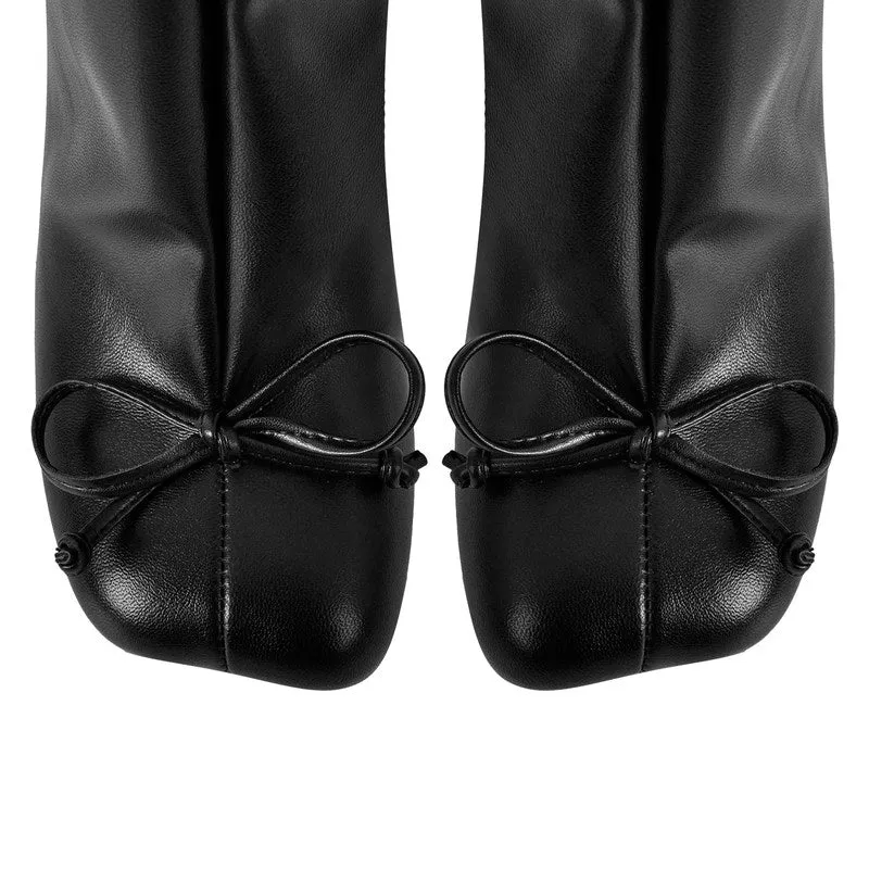Bow leder Tabi Boots Square Toe Ankle