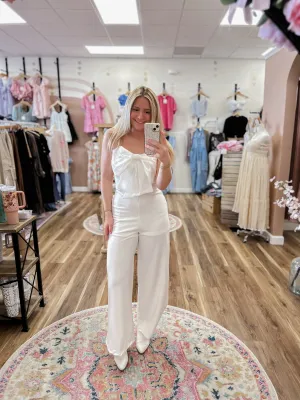 Bow White Jumpsuit