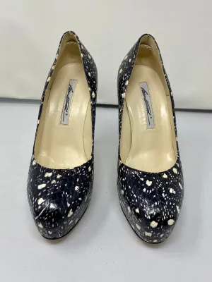 Brian Atwood Black and white Print Snakeskin Platform Heel