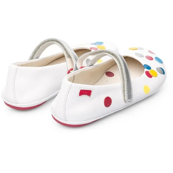 Camper Twins Polia Dot Ballerina Ballet Flats Leather White Red Bottoms 32 1